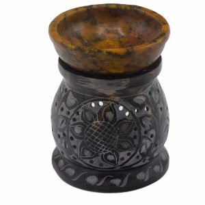 Black & Yellow Mandala Flower Soapstone Oil Burner