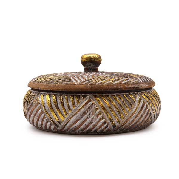 Wooden Gold Sweet Jar
