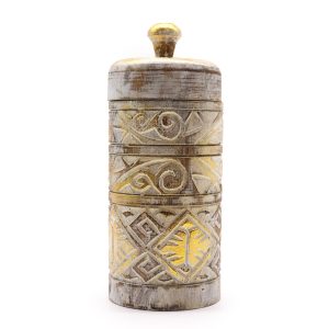 White & Gold Tall Wooden Container